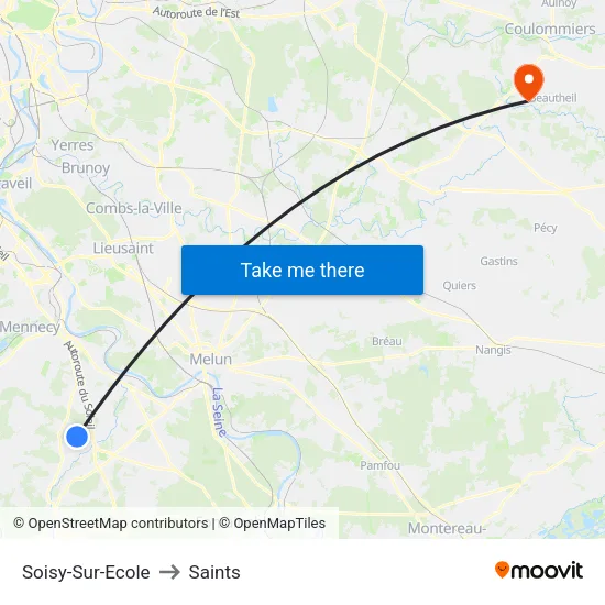 Soisy-Sur-Ecole to Saints map