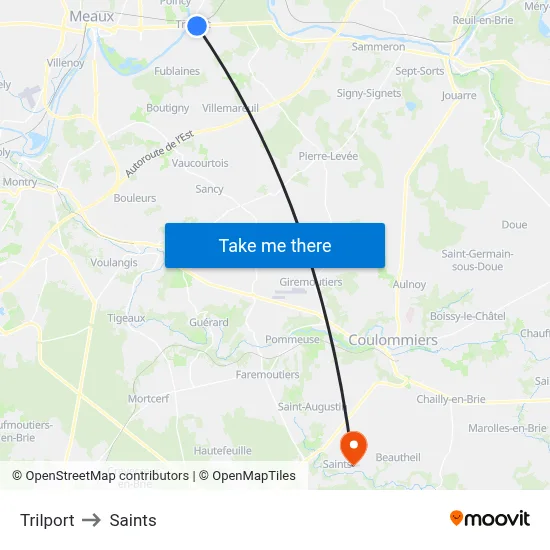 Trilport to Saints map
