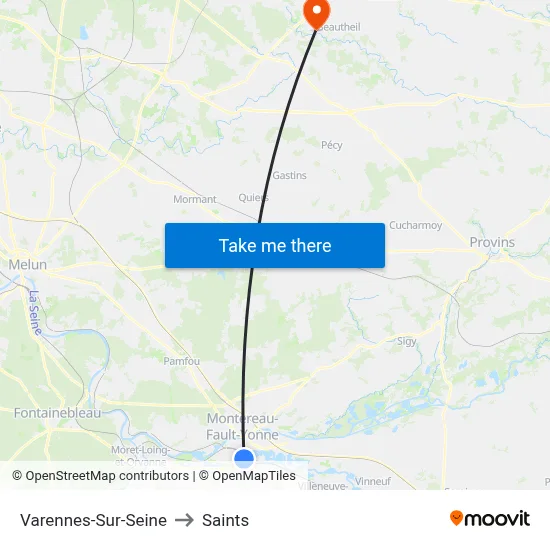 Varennes-Sur-Seine to Saints map