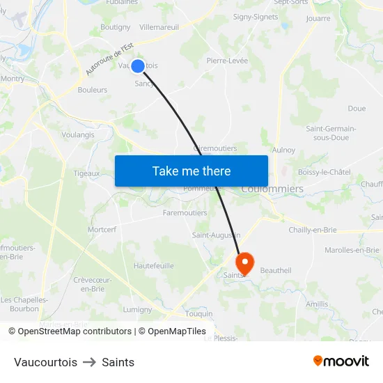Vaucourtois to Saints map