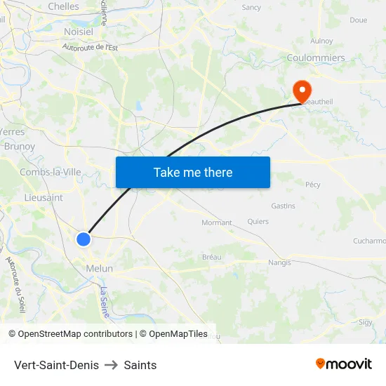 Vert-Saint-Denis to Saints map