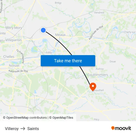 Villeroy to Saints map