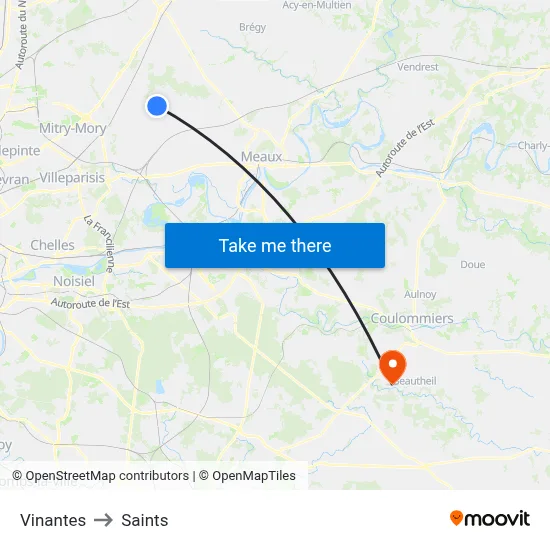 Vinantes to Saints map