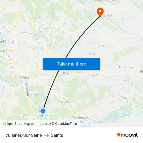 Vulaines-Sur-Seine to Saints map