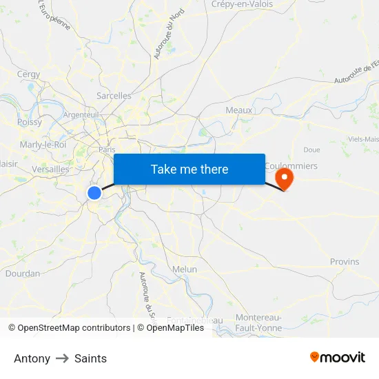 Antony to Saints map
