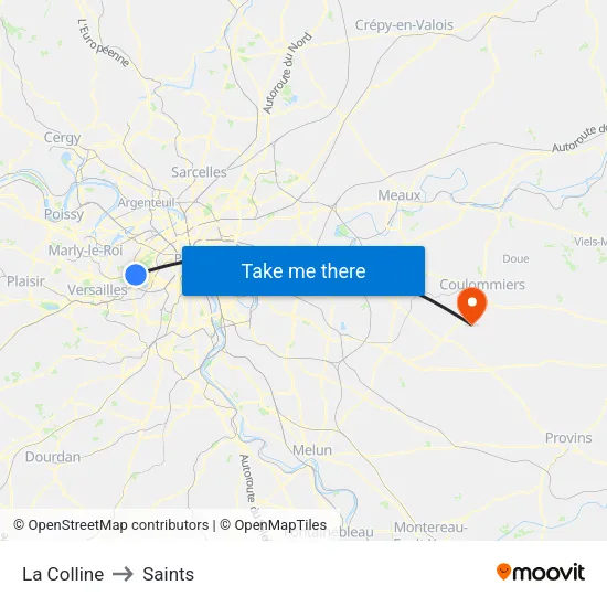 La Colline to Saints map