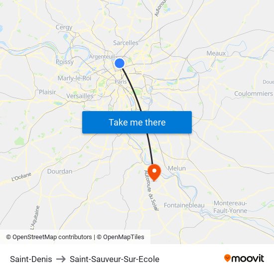 Saint-Denis to Saint-Sauveur-Sur-Ecole map