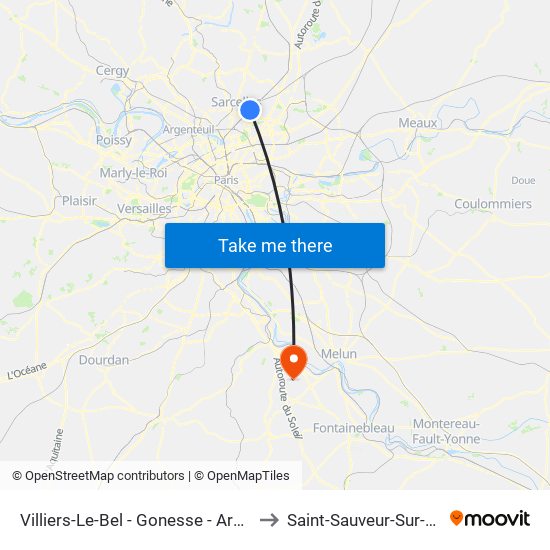 Villiers-Le-Bel - Gonesse - Arnouville to Saint-Sauveur-Sur-Ecole map