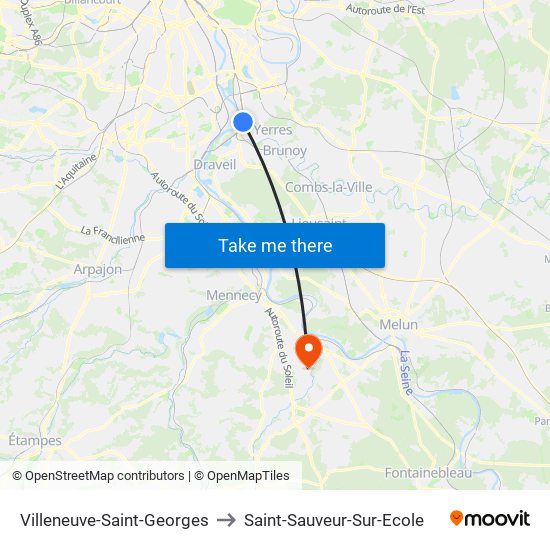 Villeneuve-Saint-Georges to Saint-Sauveur-Sur-Ecole map