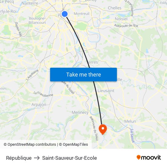 République to Saint-Sauveur-Sur-Ecole map