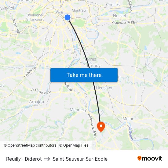 Reuilly - Diderot to Saint-Sauveur-Sur-Ecole map