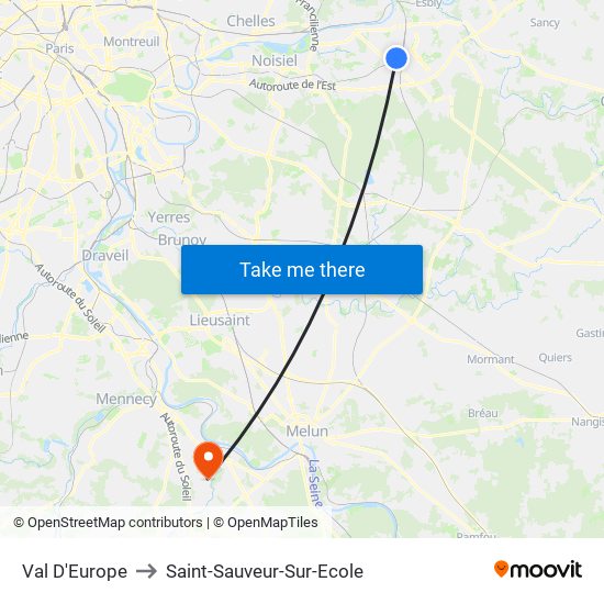 Val D'Europe to Saint-Sauveur-Sur-Ecole map
