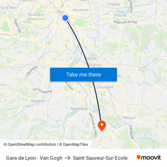 Gare de Lyon - Van Gogh to Saint-Sauveur-Sur-Ecole map