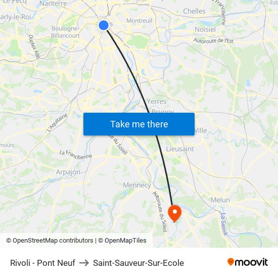 Rivoli - Pont Neuf to Saint-Sauveur-Sur-Ecole map