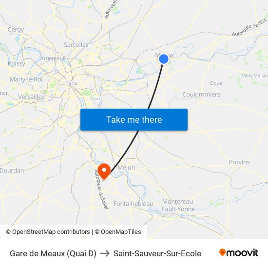 Gare de Meaux (Quai D) to Saint-Sauveur-Sur-Ecole map