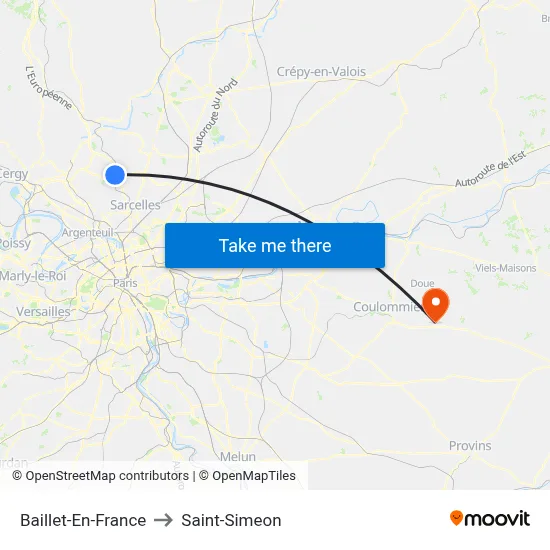 Baillet-En-France to Saint-Simeon map