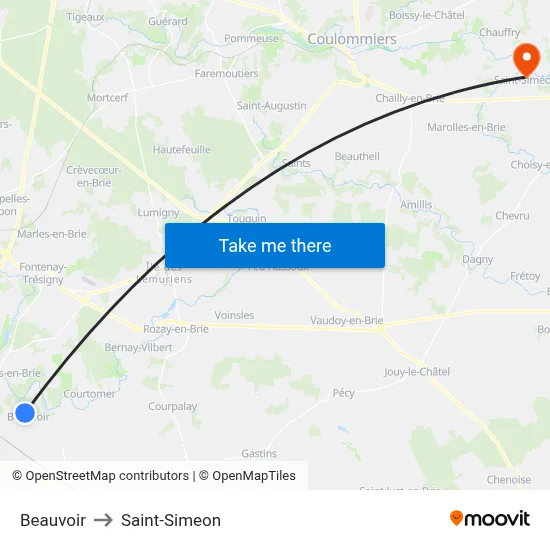 Beauvoir to Saint-Simeon map