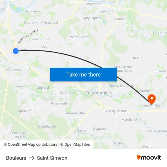 Bouleurs to Saint-Simeon map
