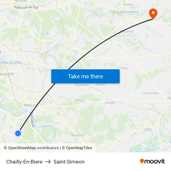 Chailly-En-Biere to Saint-Simeon map