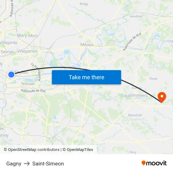 Gagny to Saint-Simeon map
