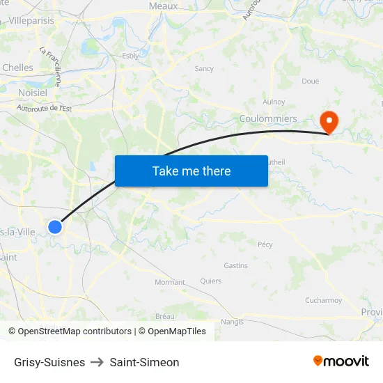 Grisy-Suisnes to Saint-Simeon map