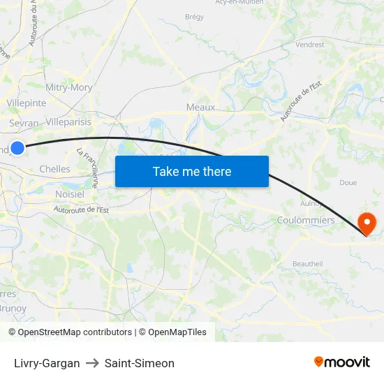 Livry-Gargan to Saint-Simeon map