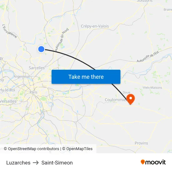 Luzarches to Saint-Simeon map
