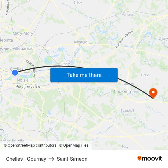 Chelles - Gournay to Saint-Simeon map