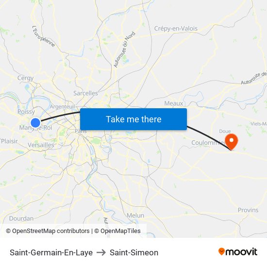 Saint-Germain-En-Laye to Saint-Simeon map