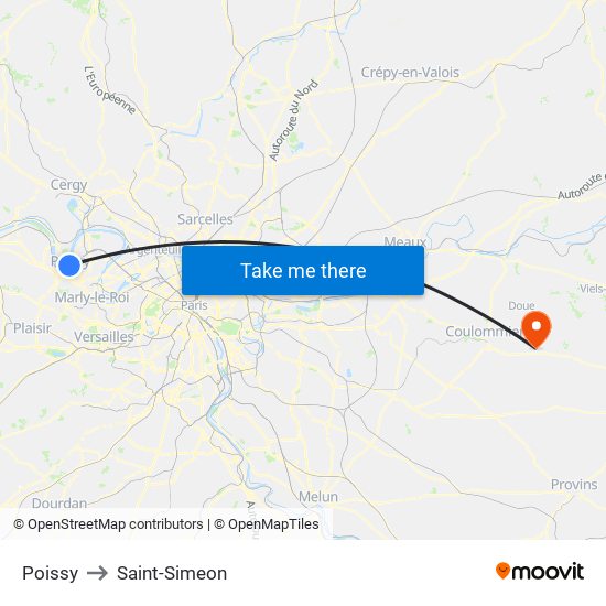 Poissy to Saint-Simeon map