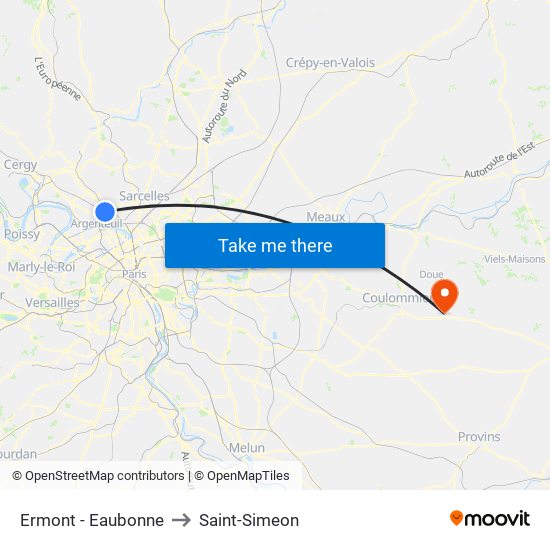 Ermont - Eaubonne to Saint-Simeon map