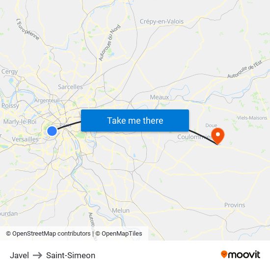 Javel to Saint-Simeon map