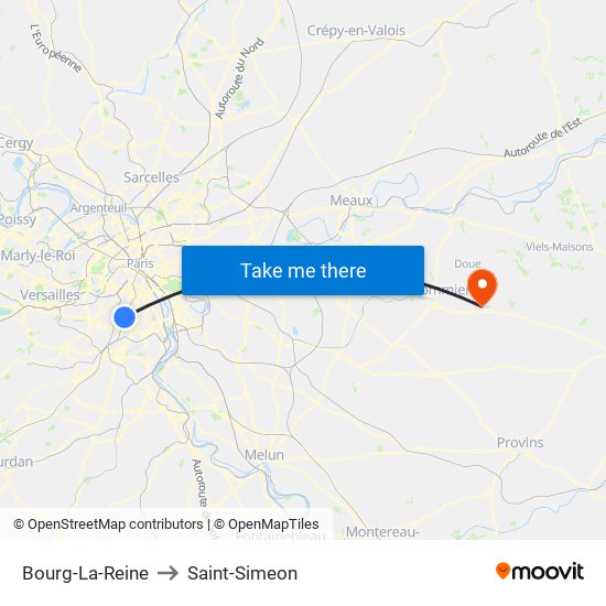 Bourg-La-Reine to Saint-Simeon map