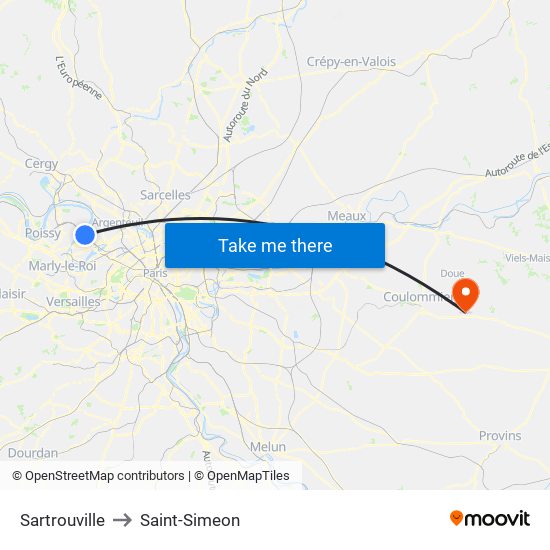 Sartrouville to Saint-Simeon map