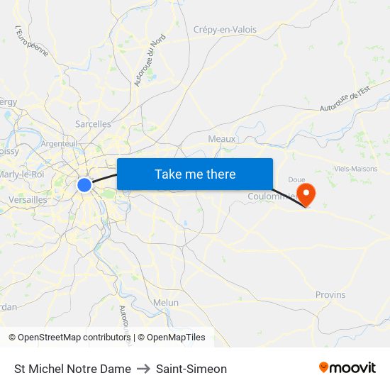 St Michel Notre Dame to Saint-Simeon map