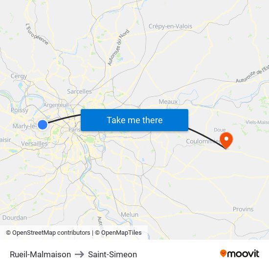 Rueil-Malmaison to Saint-Simeon map
