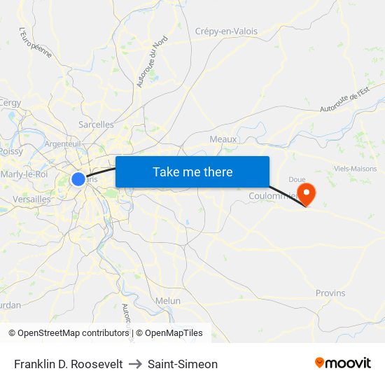 Franklin D. Roosevelt to Saint-Simeon map