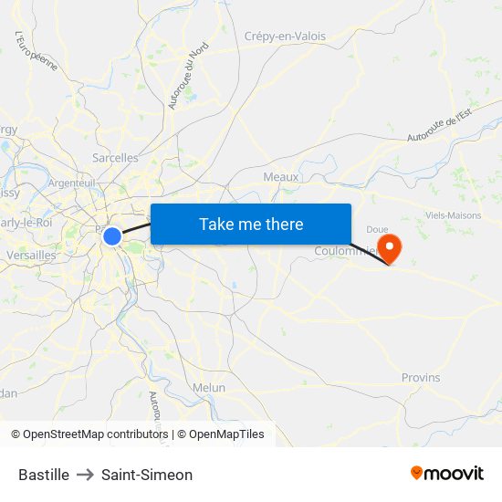 Bastille to Saint-Simeon map