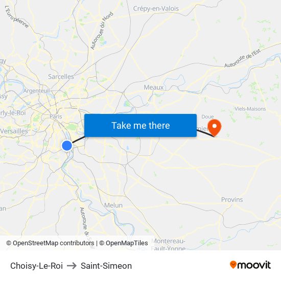 Choisy-Le-Roi to Saint-Simeon map