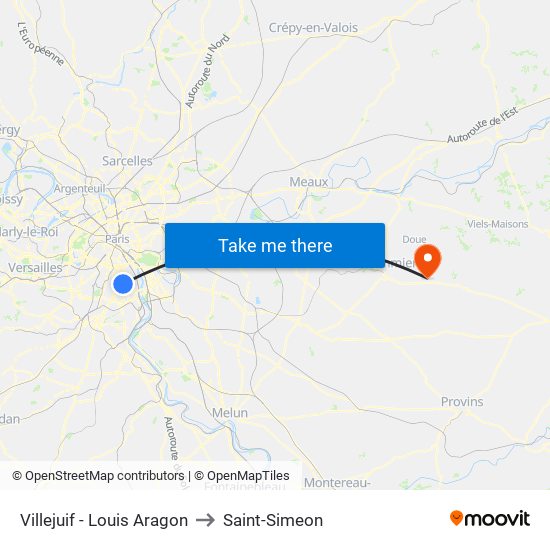 Villejuif - Louis Aragon to Saint-Simeon map