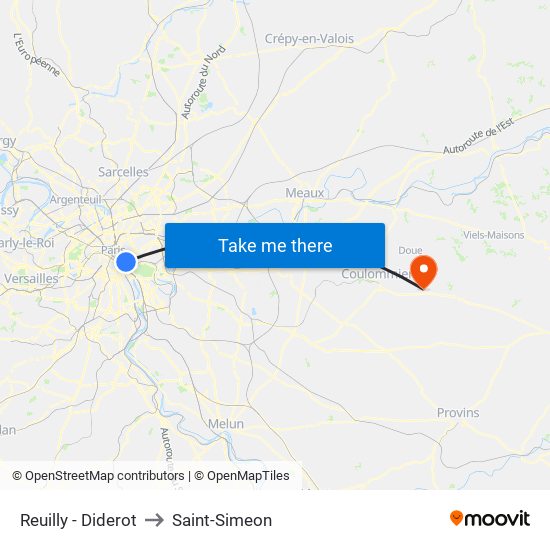 Reuilly - Diderot to Saint-Simeon map