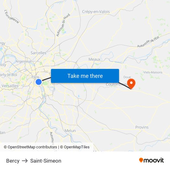 Bercy to Saint-Simeon map