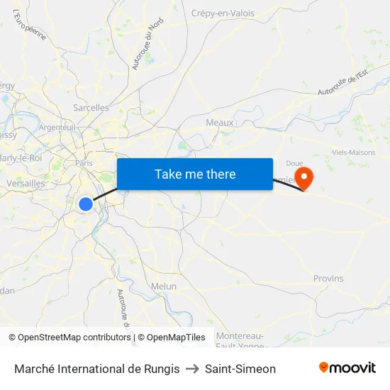 Marché International de Rungis to Saint-Simeon map