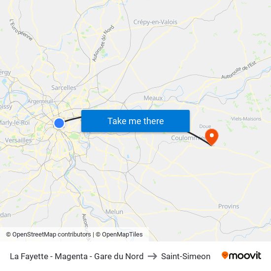 La Fayette - Magenta - Gare du Nord to Saint-Simeon map
