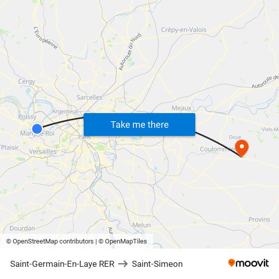 Saint-Germain-En-Laye RER to Saint-Simeon map
