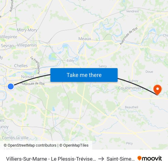 Villiers-Sur-Marne - Le Plessis-Trévise RER to Saint-Simeon map