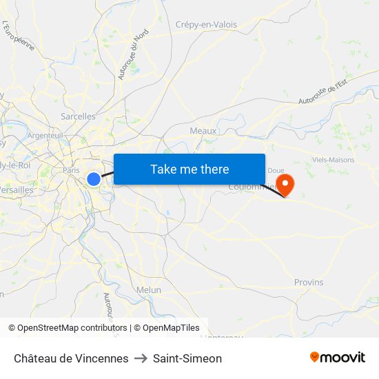 Château de Vincennes to Saint-Simeon map
