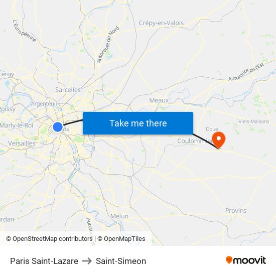 Paris Saint-Lazare to Saint-Simeon map