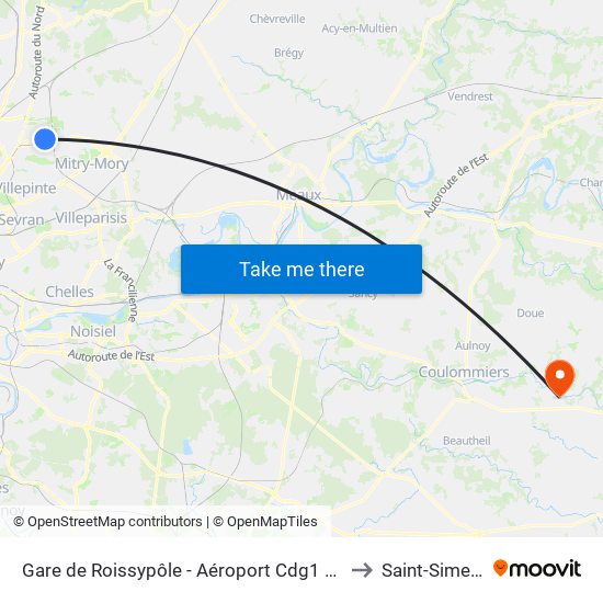 Roissypole - Aéroport Cdg1 (G1) to Saint-Simeon map