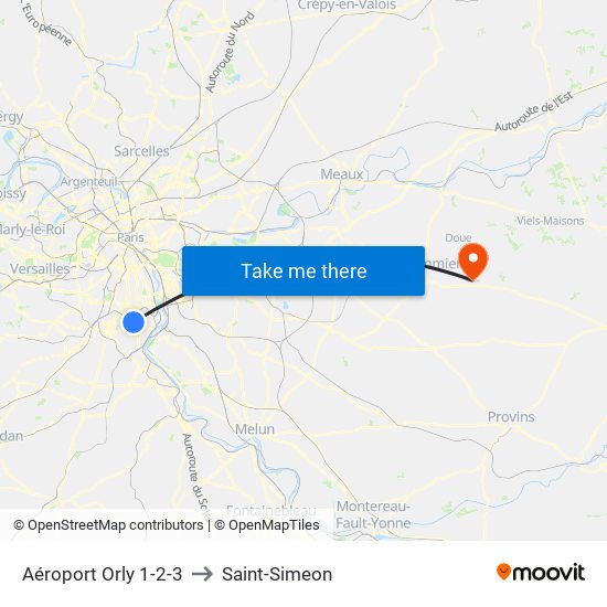 Aéroport Orly 1-2-3 to Saint-Simeon map